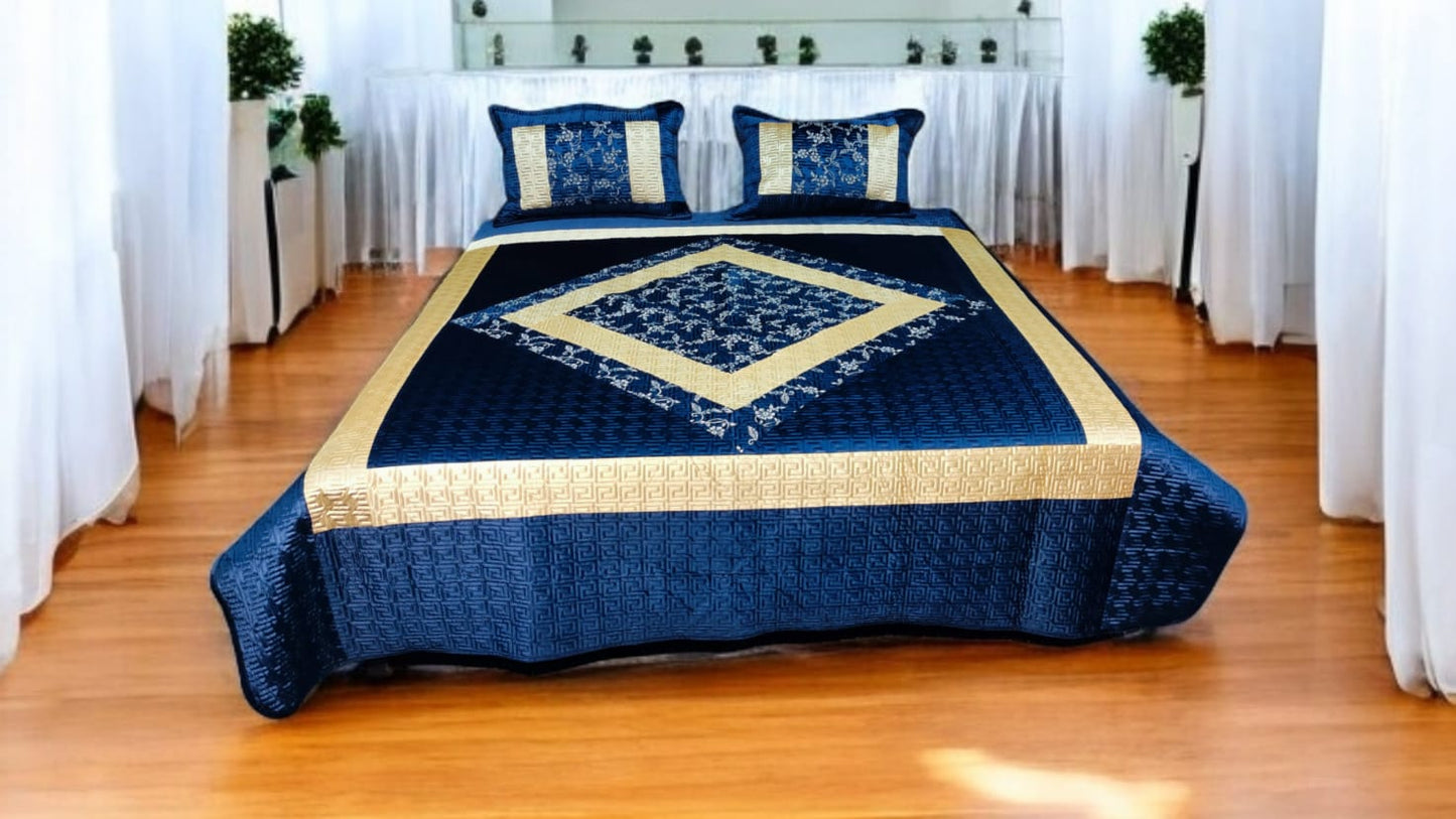 Quilted Fancy Imported Micro Cotton Bedsheet – 3 Piece Luxury Set