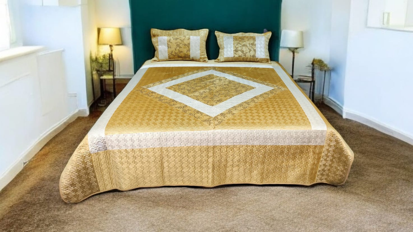 Quilted Fancy Imported Micro Cotton Bedsheet – 3 Piece Luxury Set