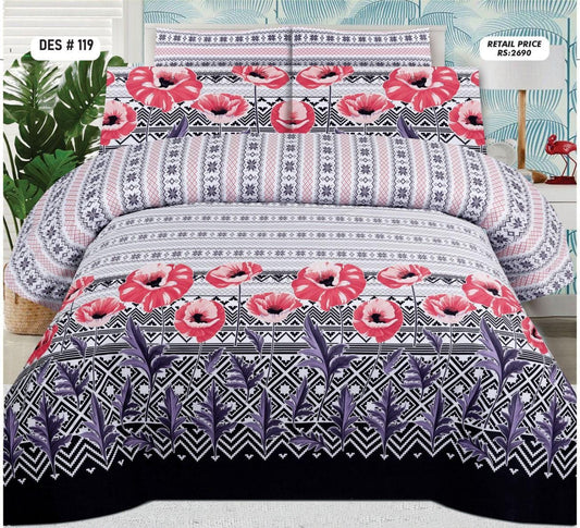 Pure Cotton King Size Bed Sheets – 3-Piece Soft & Breathable Bedding Set