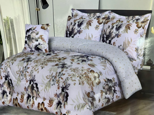 Luxury Micro Cotton Quilted Bed Set – 1 Spread, 2 Sheets, 2 Pillow Covers & Cushion