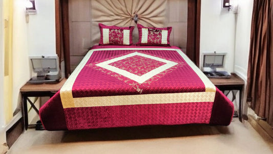 Quilted Fancy Imported Micro Cotton Bedsheet – 3 Piece Luxury Set