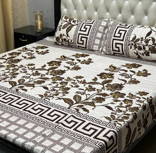 Crystal Cotton King Size Bed Sheets 3 Piece Set – Soft, Breathable & Durable Bedding