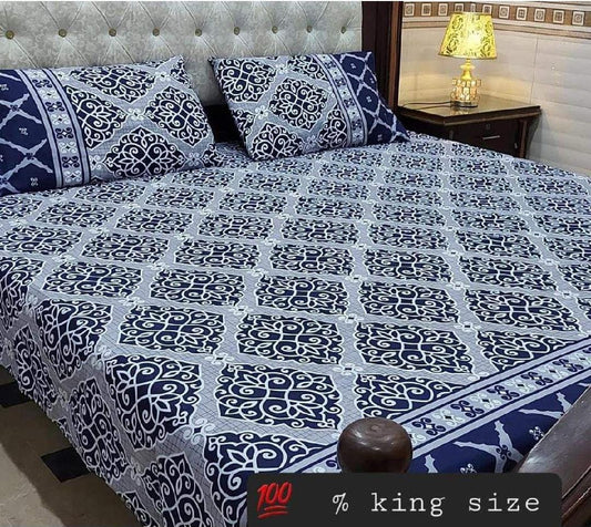Crystal Cotton King Size Bed Sheets 3 Piece Set – Soft, Breathable & Durable Bedding
