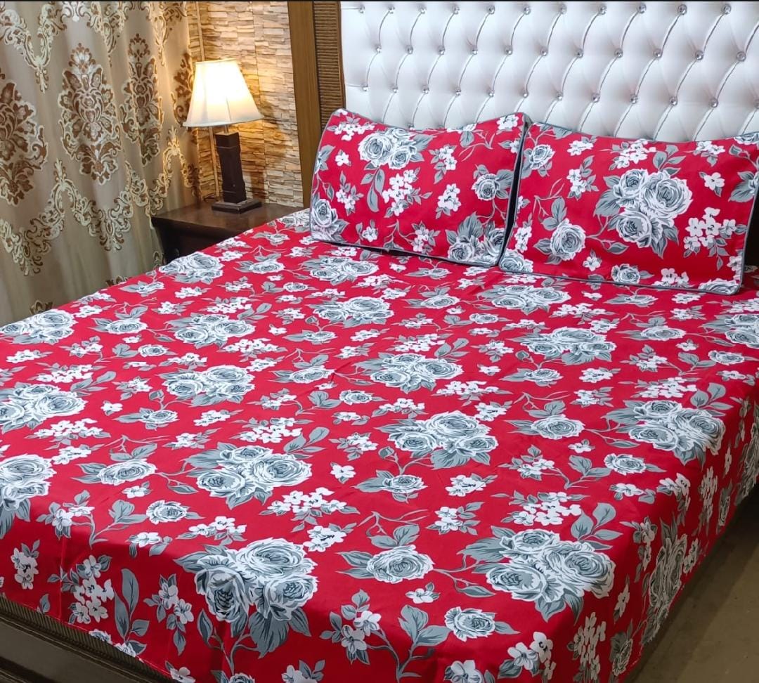 Crystal Cotton King Size Bed Sheets 3 Piece Set – Soft, Breathable & Durable Bedding